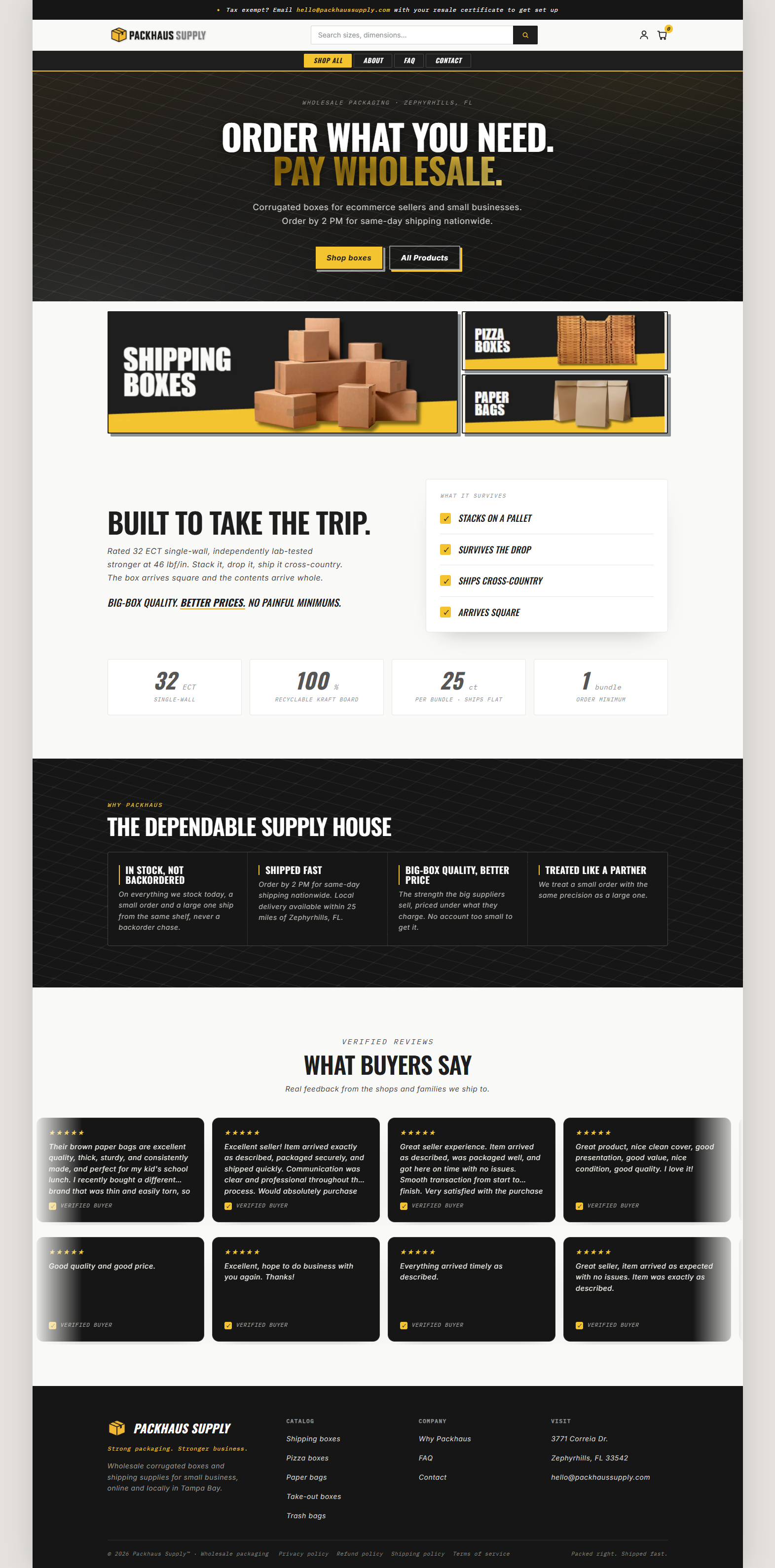Packhaus Supply website